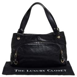 Pre Owned Bally Black Leather Chlorina Tote