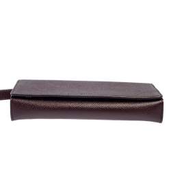 Pre Owned Bally Burgundy Leather Flap Wristlet Clutch