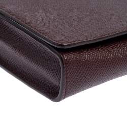 Pre Owned Bally Burgundy Leather Flap Wristlet Clutch