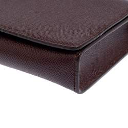 Pre Owned Bally Burgundy Leather Flap Wristlet Clutch