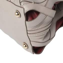 Pre Owned Bally Grey/Red Leather Papillon Tote