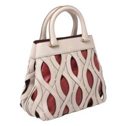 Pre Owned Bally Grey/Red Leather Papillon Tote