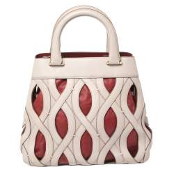 Pre Owned Bally Grey/Red Leather Papillon Tote
