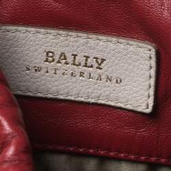 Pre Owned Bally Grey/Red Leather Papillon Tote