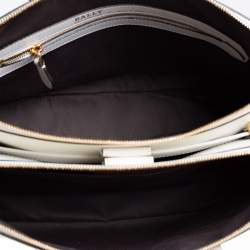 Pre Owned Bally White Lip Print Leather Berkeley Double Zip Tote