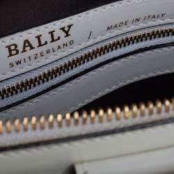 Pre Owned Bally White Lip Print Leather Berkeley Double Zip Tote