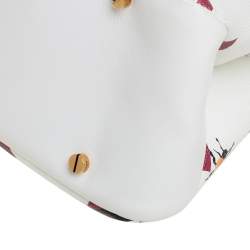 Pre Owned Bally White Lip Print Leather Berkeley Double Zip Tote