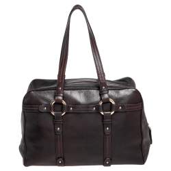 Pre Owned Bally Dark Brown Leather Tassel Satchel