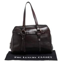 Pre Owned Bally Dark Brown Leather Tassel Satchel