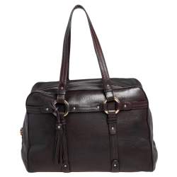 Pre Owned Bally Dark Brown Leather Tassel Satchel