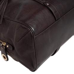 Pre Owned Bally Dark Brown Leather Tassel Satchel