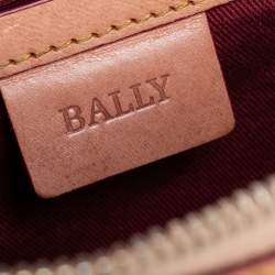 Pre Owned Bally Beige/Grey Monogram Fabric and Leather Boston Bag