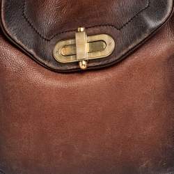 Pre Owned Bally Brown/Black Leather Flap Hobo