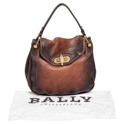 Pre Owned Bally Brown/Black Leather Flap Hobo