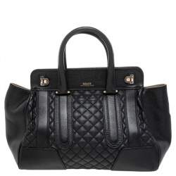 Pre Owned Bally Black Quilted Leather Satchel