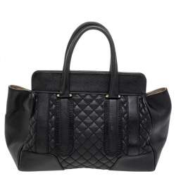 Pre Owned Bally Black Quilted Leather Satchel