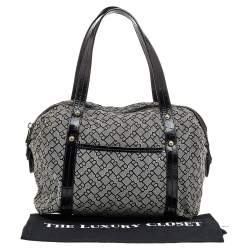 Bally Grey /Black Patent Leather And Canvas Satchel