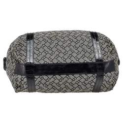 Bally Grey /Black Patent Leather And Canvas Satchel