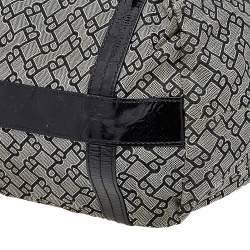 Bally Grey /Black Patent Leather And Canvas Satchel