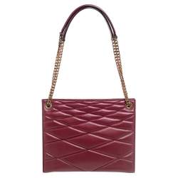 Pre Owned Bally Maroon Quilted Leather Chain Shoulder Bag