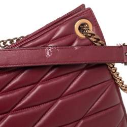 Pre Owned Bally Maroon Quilted Leather Chain Shoulder Bag