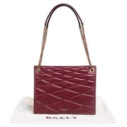 Pre Owned Bally Maroon Quilted Leather Chain Shoulder Bag