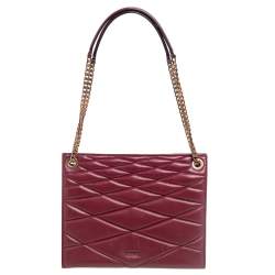 Pre Owned Bally Maroon Quilted Leather Chain Shoulder Bag