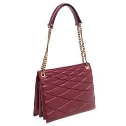 Pre Owned Bally Maroon Quilted Leather Chain Shoulder Bag