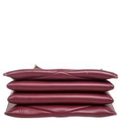 Pre Owned Bally Maroon Quilted Leather Chain Shoulder Bag