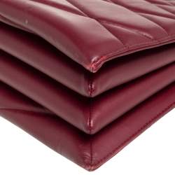 Pre Owned Bally Maroon Quilted Leather Chain Shoulder Bag