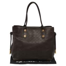 Pre Owned Bally Dark Brown Textured Leather Tote