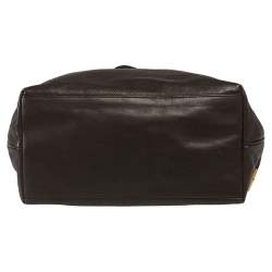 Pre Owned Bally Dark Brown Textured Leather Tote