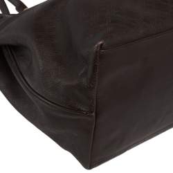 Pre Owned Bally Dark Brown Textured Leather Tote