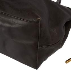 Pre Owned Bally Dark Brown Textured Leather Tote