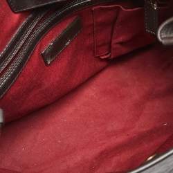 Pre Owned Bally Dark Brown Textured Leather Tote