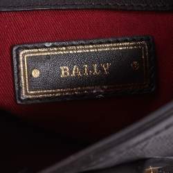Pre Owned Bally Dark Brown Textured Leather Tote