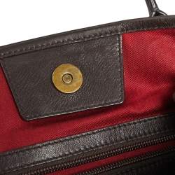 Pre Owned Bally Dark Brown Textured Leather Tote