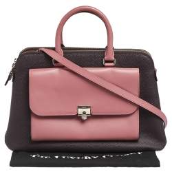 Bally Wine Leather Double Zip Front Pocket Satchel