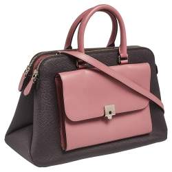 Bally Wine Leather Double Zip Front Pocket Satchel