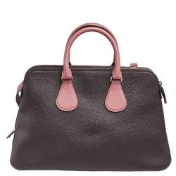 Bally Wine Leather Double Zip Front Pocket Satchel