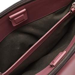 Bally Wine Leather Double Zip Front Pocket Satchel