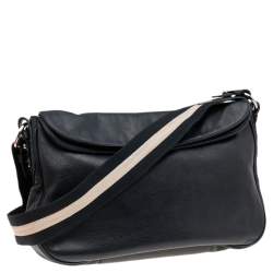 Pre Owned Bally Black Leather Messenger Bag