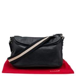 Pre Owned Bally Black Leather Messenger Bag