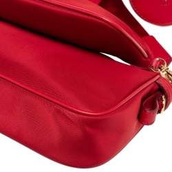 Pre Owned Bally Red Nylon Mini Elenia Crossbody Bag