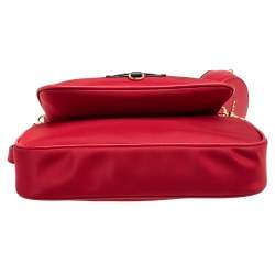 Pre Owned Bally Red Nylon Mini Elenia Crossbody Bag