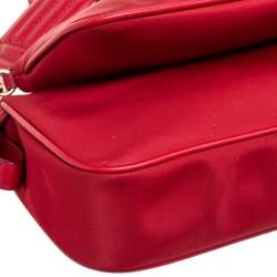 Pre Owned Bally Red Nylon Mini Elenia Crossbody Bag