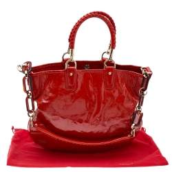 Bally Bright Orange Patent Leather Jana Tote
