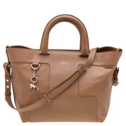 Bally Beige Leather Zip Shopper Tote