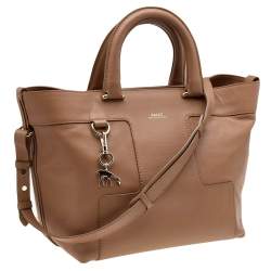 Bally Beige Leather Zip Shopper Tote