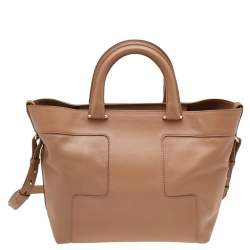 Bally Beige Leather Zip Shopper Tote